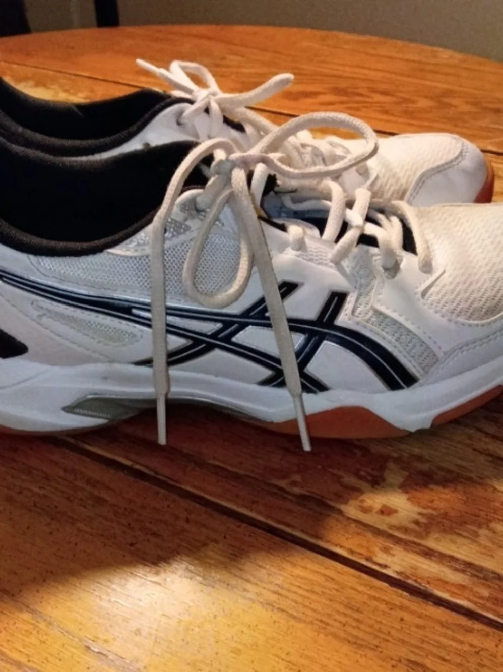 ASICS Kids White and Black Athletic Sneakers with Gum Sole
